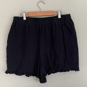 Free People Beach Women's Black Ruffle Hem High Waisted Shorts Size Large